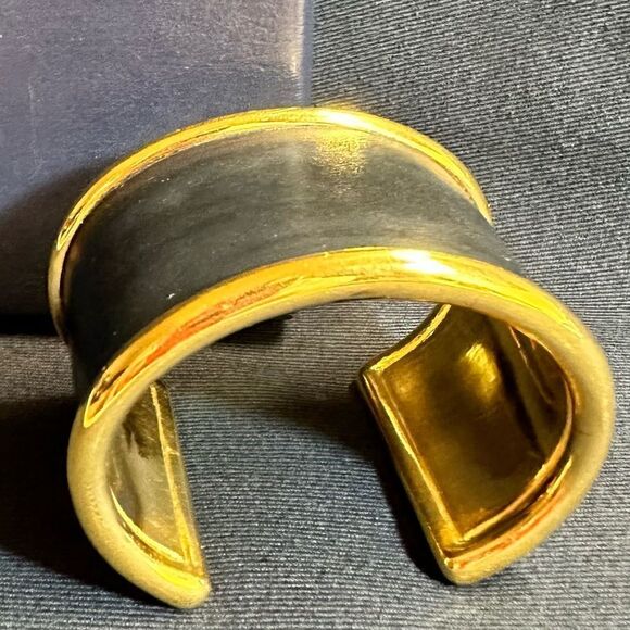Ralph Lauren Collection Lamb Leather Goldtone Extra Wide Cuff Bracelet - Picture 5 of 16